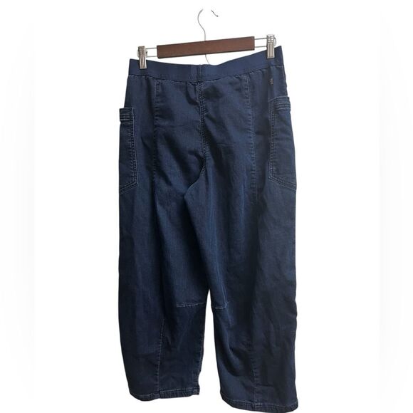 Pilcro Mid-Rise Pull-On Tapered Denim Knit Jeans Dark Wash Wide SZ S Petite - Picture 5 of 6